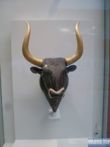 Stone rhyton in the shape of a bull head